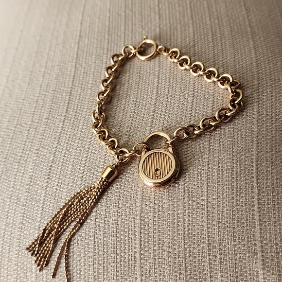 Michael Kors Rose Gold-Tone Steel Padlock Chain Bracelet, Pre-Owned - Picture 6 of 8